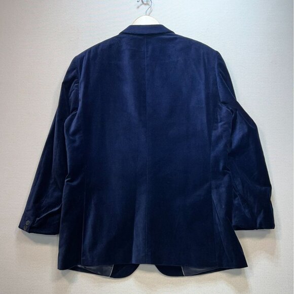 J. Ferrar Mens Velvet Coat Blazer Jacket Size 44R Navy Slim Fit Double Button - Picture 10 of 12